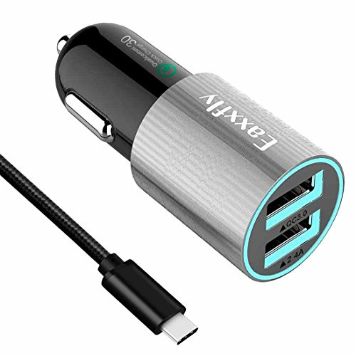 Quick Charge 3.0 USB Type C Car Charger, Eaxxfly USB Rapid Fast Car Charger with 1-Pack 3.3ft Type C Cord for Samsung Galaxy S9/S9+/S8/S8 Plus/Note 8,LG G5,G6,V20,V30,HTC 10 iPhone and More Quick Charge 3.0 USB Type C Car Charger, Eaxxfly USB Rapid Fast Car Charger with 1-Pack 3.3ft Type C Cord for Samsung Galaxy S9/S9+/S8/S8 Plus/Note 8,LG G5,G6,V20,V30,HTC 10 iPhone and More