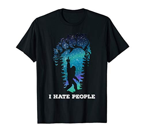 Bigfoot Middle Finger I Hate People Sasquatch funny T-Shirt T-Shirt