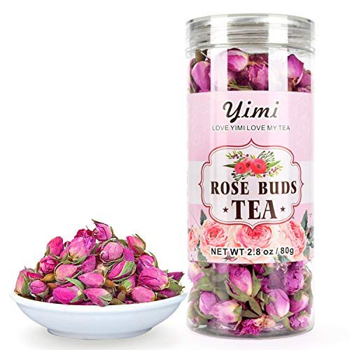 Yimi Rose Buds Tea Dried Rose Herbal Floral Loose Leaf Herbal Tea Whole Dry Roses Flower 2.8 Oz