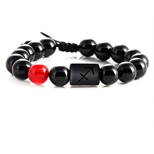 10mm Natural Black Onyx Stone Zodiac Signs Bracelet Charm Braided Beaded Bracelets for Men Women Constellation Gifts 10mm Natural Black Onyx Stone Zodiac Signs Bracelet Charm Braided Beaded Bracelets for Men Women Constellation Gifts