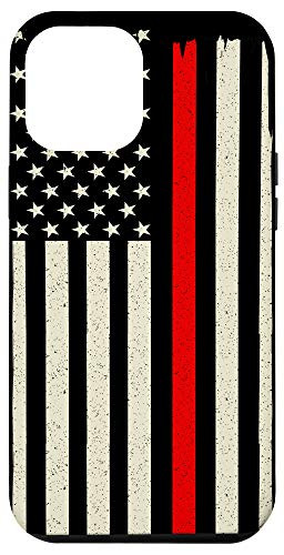 iPhone 12 Pro Max Thin Line Red US Flag Firefighter Gift Case