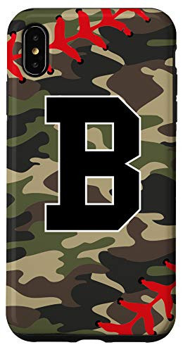 iPhone XS Max Baseball Softball Letter B Initial Gift Ball Player Camo Case