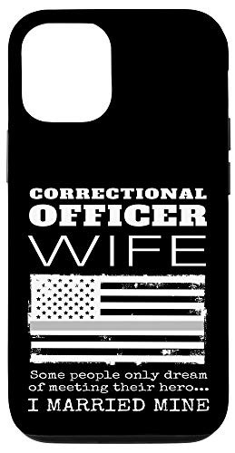 iPhone 12 12 Pro Proud Correctional Officer Wife Thin Silver Line USA Flag Case