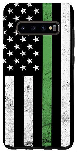Galaxy S10plus  Patriotic Thin Green Line USA American Flag Military Gift Case