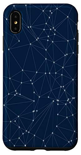 iPhone XS Max Space Geometric Lines Pattern Dark Blue Phone Cover Case