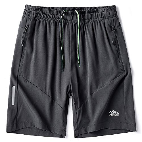 YAWHO Mens Workout Running Shorts Sports Fitness Gym Training Quick Dry Athletic Performance Shorts with Zip Pockets 0366 Grey S YAWHO Mens Workout Running Shorts Sports Fitness Gym Training Quick Dry Athletic Performance Shorts with Zip Pockets 0366 Grey S