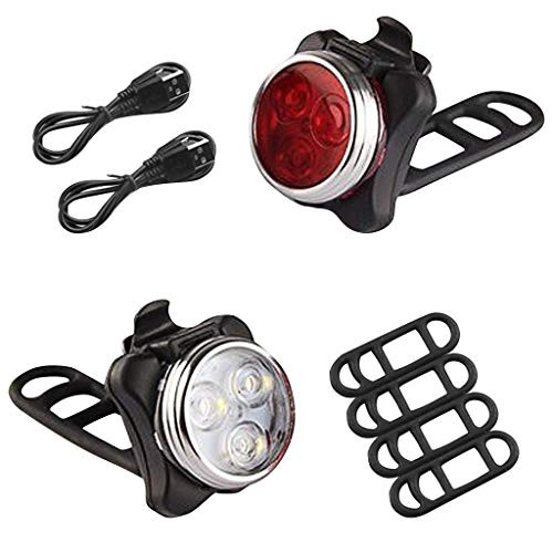 Novania Bike Light Set USB Rechargeable Super Bright LED Bicycle Lights for Road Mountain City MTB Bike 3 Modes Waterproof Front  and  Rear Cycling Headlight and Taillight Safety Flashlights Lamp