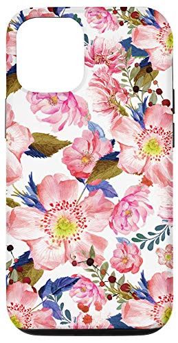 iPhone 12 12 Pro Flower Patterns Pink Watercolor Floral Botanical Garden Gift Case