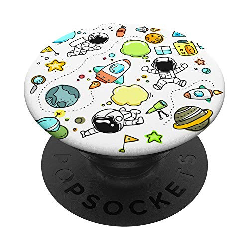 Outer Space Planets Stars Rocket Alien Spaceman Astronaut PopSockets Grip and Stand for Phones and Tablets
