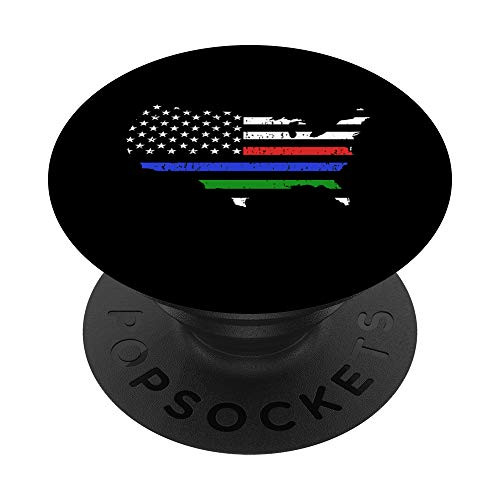 Thin Red Blue Green Line Police Firefighter Military US Flag PopSockets PopGrip Swappable Grip for Phones  and  Tablets