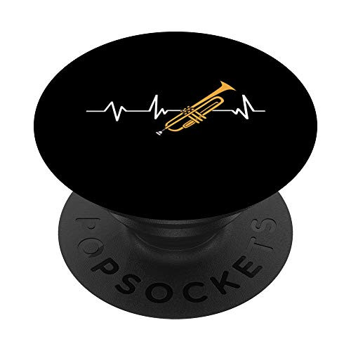 Trumpet Player Heartbeat EKG Gift Trumpet PopSockets PopGrip Swappable Grip for Phones  and  Tablets