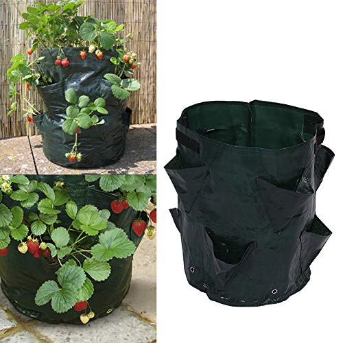 Strawberry Grow Bag Plant Grow Container Bag with 8 Side Pockets Breathable Felt Material Plant Container for Balcony Courtyard Gardening Flower Vegetable Herb
