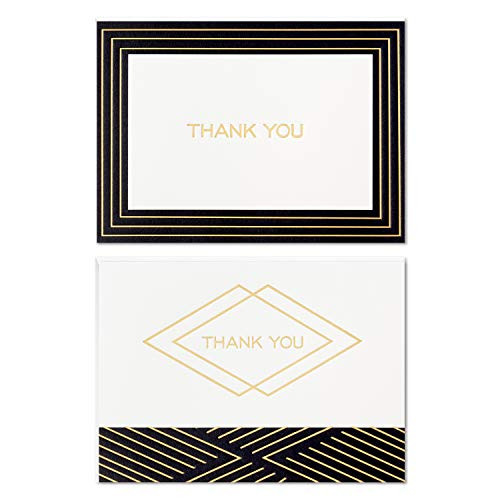 Hallmark Thank You Cards Assortment Black and Gold Foil  50 Thank You Notes with Envelopes for Weddings Interviews and More