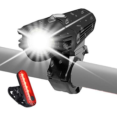 USB Rechargeable Bike Headlight Set Abcty LED Bicycle Front Light and Back Taillight 4 Light Modes Waterproof Easy to Install for Men Women Kids Road Mountain Cycling Safety