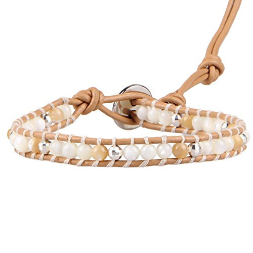 KELITCH Agate Pyrite Beaded Friendship Bracelets Wrap Bracelet Woven Braided Bracelets New 2020  Beige