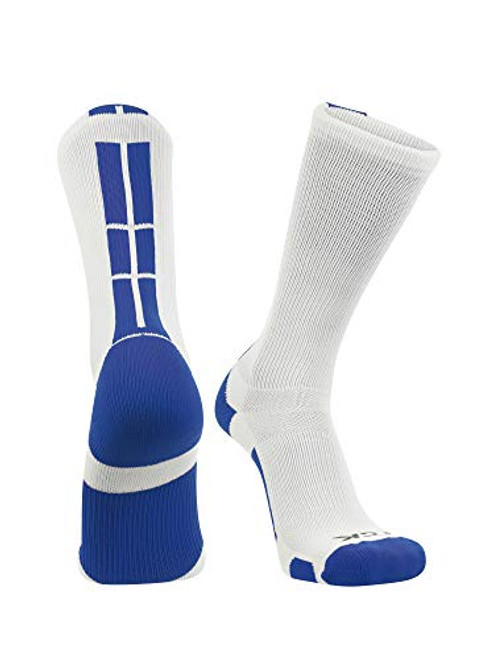 TCK Baseline 3.0 Athletic Crew Socks White Royal Medium TCK Baseline 3.0 Athletic Crew Socks White Royal Medium