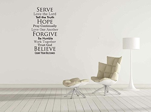 ROTE Serve Love the Lord Tell the Truth Hope Pray Continually Love One Another Forgive Removable Wall Decal Sticker