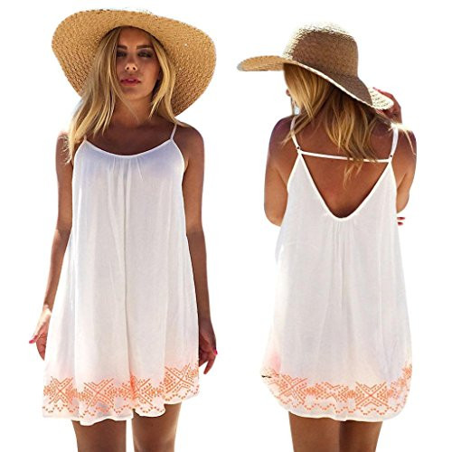 Franterd Women Mini Dress Summer Evening Party Beach Backless Skirts Sundress S White Franterd Women Mini Dress Summer Evening Party Beach Backless Skirts Sundress S White