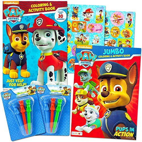 Paw Patrol Coloring Book Super Set -- 2 Coloring and Activity Books, Over 30 Stickers and Jumbo Toddler Paw Patrol Crayons