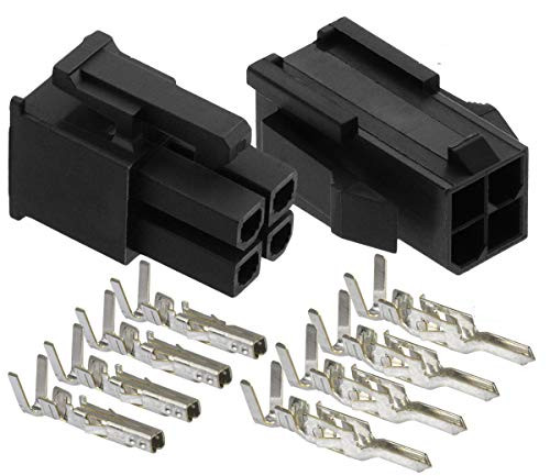 Molex 4-Pin Black Connector Pitch 4.20mm.0165 inch w 18-24 AWG Pin Mini-Fit Jr  5 Match Set