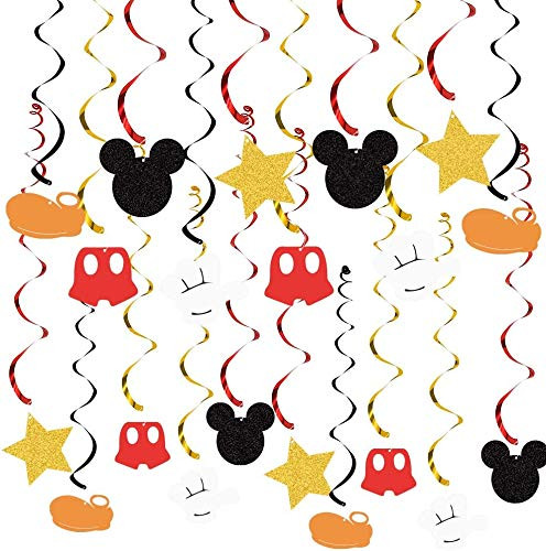 MINGXIN 30 pieces of Mickey Hanging Swirls Decorations Mickey hanging whirlpool baby birthday party Mickey theme party supplies
