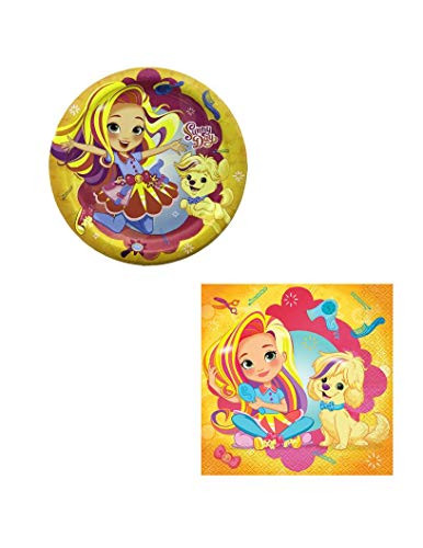 Sunny Day Girls Birthday Party Mini Pack- Dessert Plates and Napkins - Serves 8