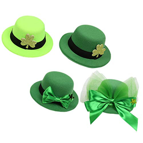KESYOO 4 Pcs St. Patricks Day Hair Clips Lucky Leprechaun Mini Top Hat Shamrock Mini Hat Hairpins for Irish Festival Hair Decorations Green