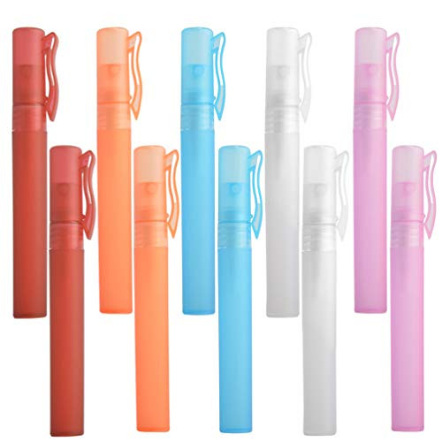 Minkissy 10pcs Mini Refillable Spray Bottle 10M Perfume Spray Bottle Empty Atomizer Spritzer with Clip for Cosmetic Perfume Essential Oils Samples  Random Color