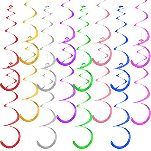 90pcs Birthday Decorations Hanging Swirls Heliltd Hanging Party Swirl Decorations for Wedding Party Mothers Day Valentines Day Festival Foil Ceiling Hanging Swirl Decorations