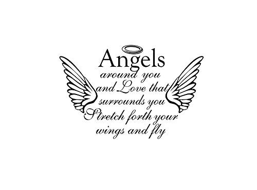 Angels around you and love that surrounds you 23 x 15 Vinyl wall quote decal sticker church religious calligraphy Corinthians Decal Art Decor Motivational Inspirational Decorative lettering