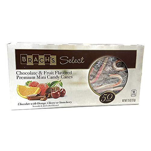 Brachs Select Chocolate and Fruit Flavored Premium Mini Candy Canes - Box of 50 Brachs Select Chocolate and Fruit Flavored Premium Mini Candy Canes - Box of 50