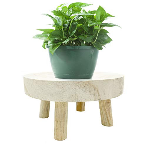 changsha Mini Wooden Stool Display Stand Round Wooden Flower Stool Display Stand Vintage Round Wood Grain Garden Plant Pot Riser Stand for Indoor Outdoor Home Garden Decor  S