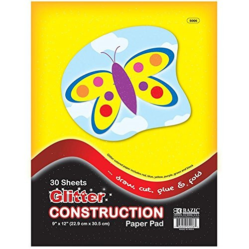 3Pk, BAZIC 30 Ct. 9" X 12" Glitter Construction Paper Pad (90 Sheets total)