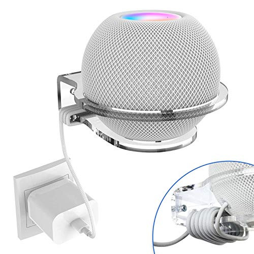 CUHIOY Homepod Mini Outlet Wal Mount Holder Sturdy Acrylic Wall Mount Stand for Homepod Mini Perfect Space-Saving Accessories with Cord Management for Homepod Mini  Clear CUHIOY Homepod Mini Outlet Wal Mount Holder Sturdy Acrylic Wall Mount Stand for Homepod Mini Perfect Space-Saving Accessories with Cord Management for Homepod Mini  Clear