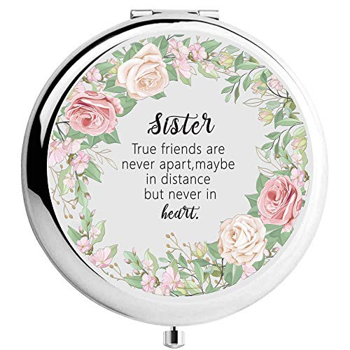 onederful Sister Gifts from Sister and Brother Sisters Birthday Gift IdeasSliver Compact Makeup Mirror Gifts for Christmas Graduation Present for FriendGirlsSister-True Friends are Never Apart