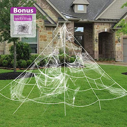 Pawliss Giant Spider Web with Super Stretch Cobweb Set, Halloween Decor Decorations Outdoor Yard, White, 16 Feet