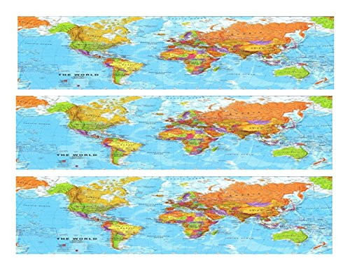 World Map Birthday - Cake Side Designer Strip - Edible Cake Cupcake Party Topper