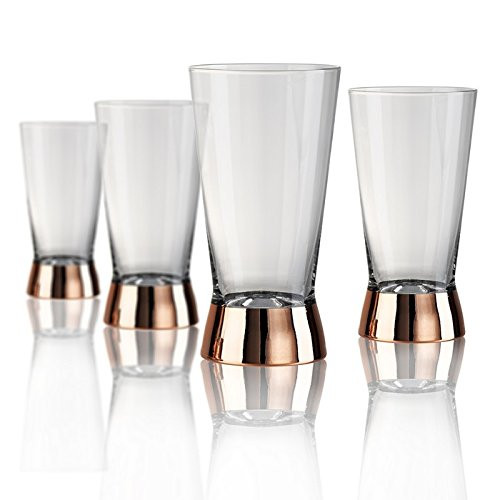 Artland 52014B Coppertino Hiball Glass, Set of 4, 17 oz, Clear/Copper