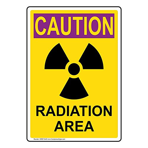 Vertical Radiation Caution Radiation Area OSHA Sign 10x7 in. Plastic for Process Hazards Hazmat Made in USA by ComplianceSigns
