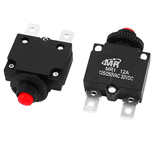 uxcell 125V 250V 12A NC Reset Button Overload Protector Circuit Breaker 2Pcs