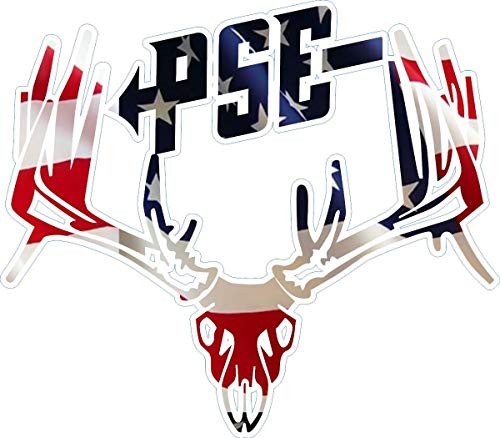 Deer Hunting Buck PSE Bow Hunter American Flag   Decal Vinyl Sticker   Cars Trucks Vans Walls Laptop   Hunting buck bow shooting enthusiasts Custom