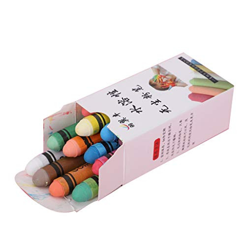 12 Piece Colored Water-Based Chalk Water-Soluble Sidewalk Chalk Dust-Free ChalkJchen Sidewalk Chalk for Kids Toddlers Side Walk Outside Driveway Activities Educational and Learning  Multicolor