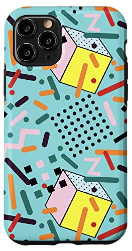 iPhone 11 Pro Vintage Pattern Abstract Geometric Shapes Lines Cubes Dots Case