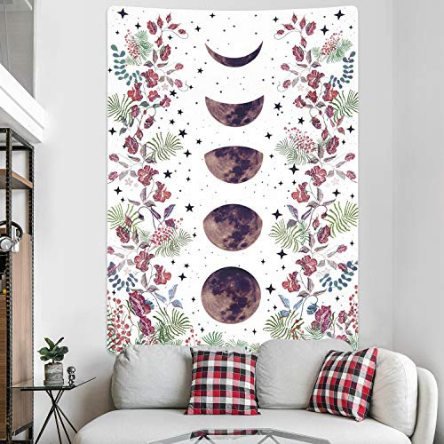 Moonlit Garden Tapestry Moon Phase Tapestry Flowers Vines Tapestries Starry Sky Floral Tapestry Wall Hanging for Room  59.1 x 82.7 inches Moonlit Garden Tapestry Moon Phase Tapestry Flowers Vines Tapestries Starry Sky Floral Tapestry Wall Hanging for Room  59.1 x 82.7 inches