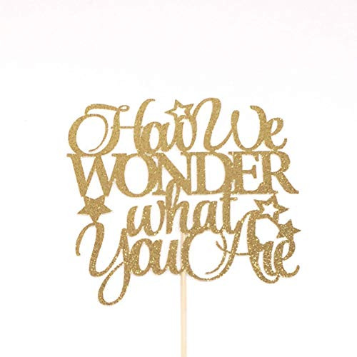 Atelier Elegance How We Wonder What You Are Cake Topper Gender Reveal Cake Topper Baby Reveal