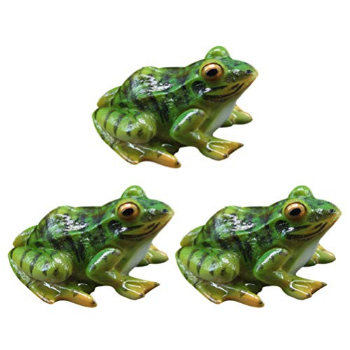 Cabilock 3pcs Frog Statue Mini Frog Resin Micro Animal Sculpture Decor for Garden Patio Yard Landscape Fairy Garden Ornaments Baking Cake Topper