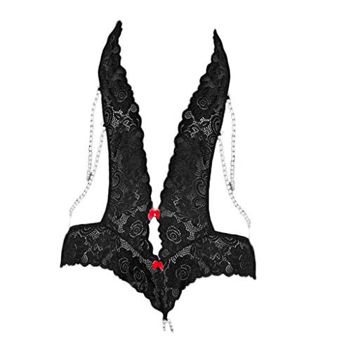 ZcuhenWomen Deep V Lingerie Lace Babydoll Mini Bodysuit One Piece Lace Lingerie Teddy Lingerie Lace Halter Teddy Bodysuit
