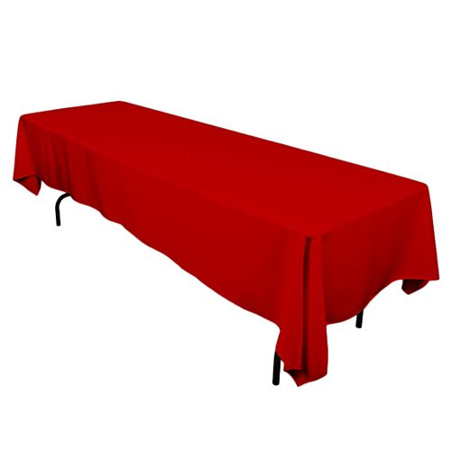 LinenTablecloth 60 x 126-Inch Rectangular Polyester Tablecloth Red