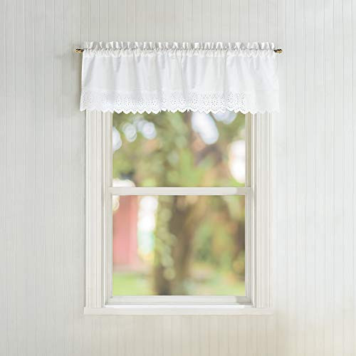 CHF Penny Eyelet Valance 14-inch White