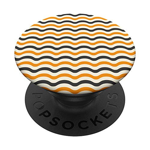 Repeating Squiggly Lines Black Orange White Pattern PopSockets Grip and Stand for Phones and Tablets